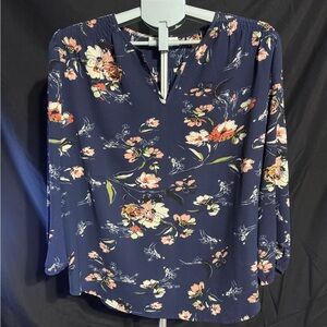 Fun 2 Fun Navy Floral Blouse